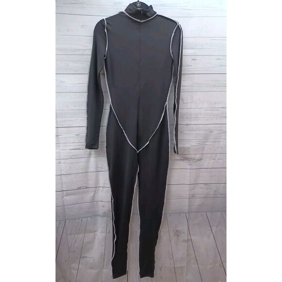 Womens Jumpsuit Black Long Sleeve Stretch Raw Demeanor M - Picture 5 of 9